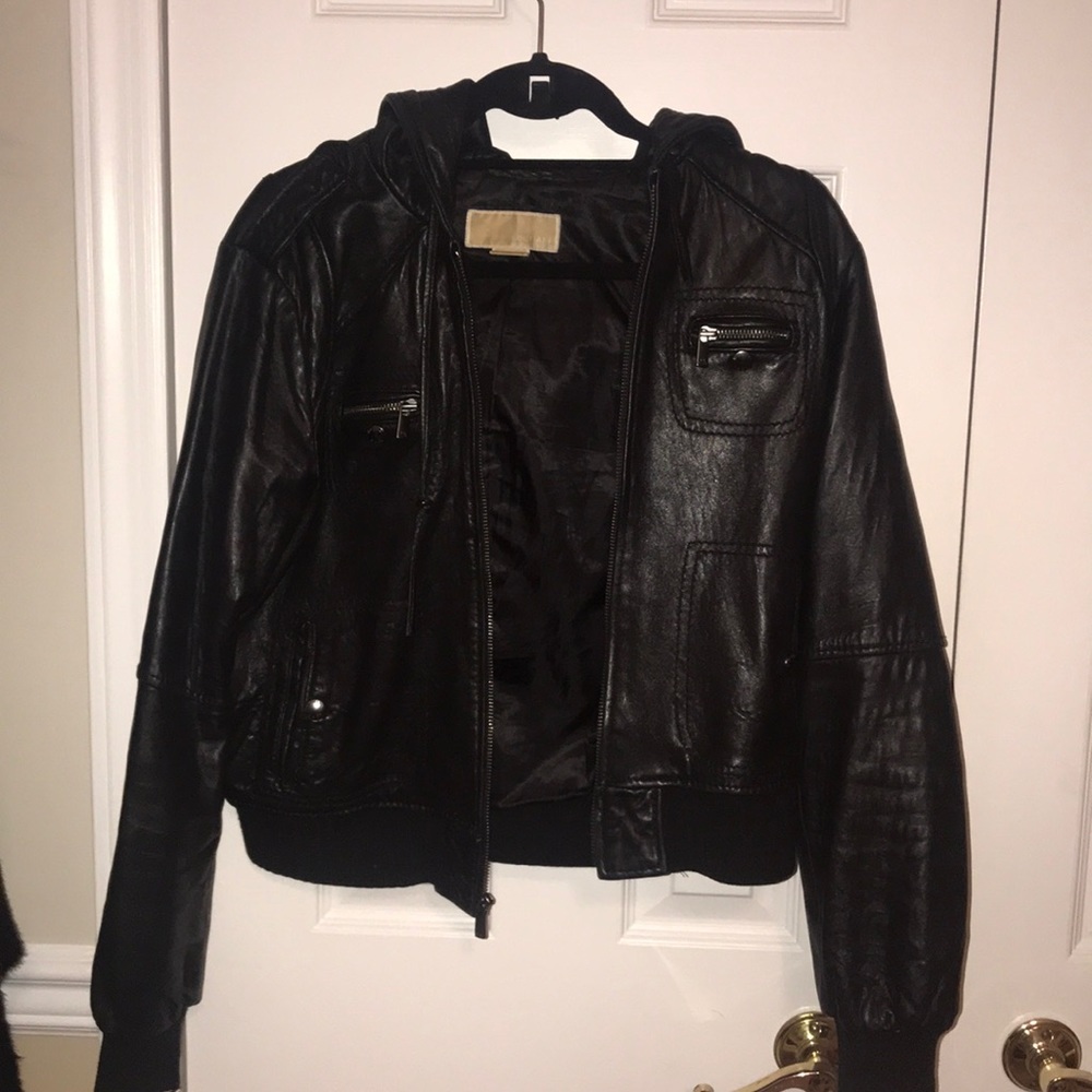 Michael micheal Kors leather bomber jacket